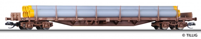 4 axle Flat car loaded with pipes<br /><a href='images/pictures/Tillig/15585_HM.jpg' target='_blank'>Full size image</a>